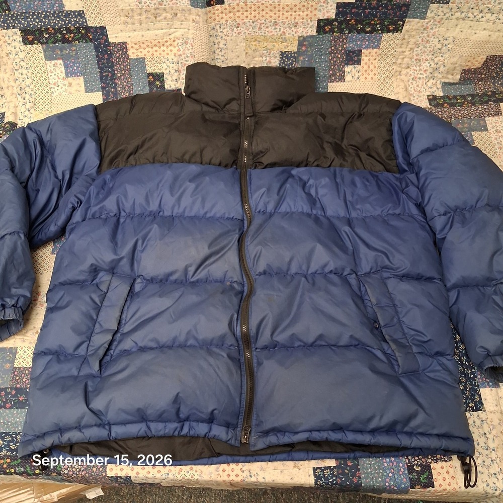 90s Vintage Old Gap Down Puffer Jacket Mens XXL Blue Black Colorblock Nuptse